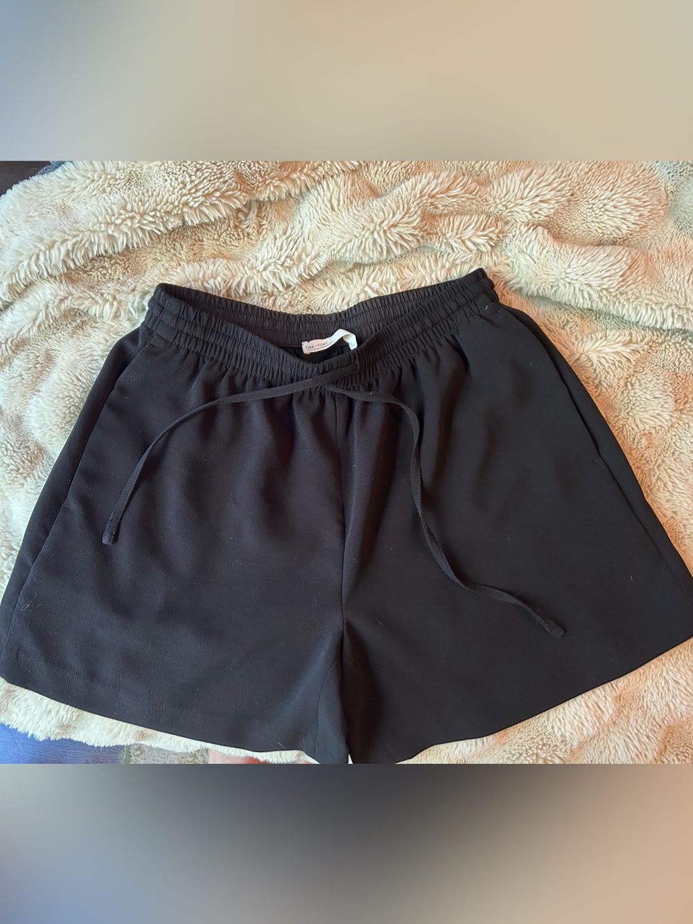 OAK + FORT Black High-Waist Drawstring Shorts
